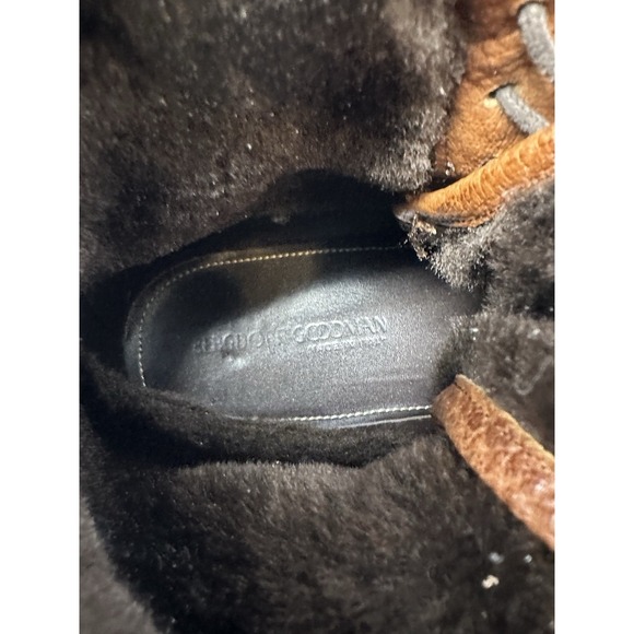 Bergdorf Goodman Ankle Boots Men's 9 Brown Leather Faux Fur Lined Lace Up - Picture 9 of 11